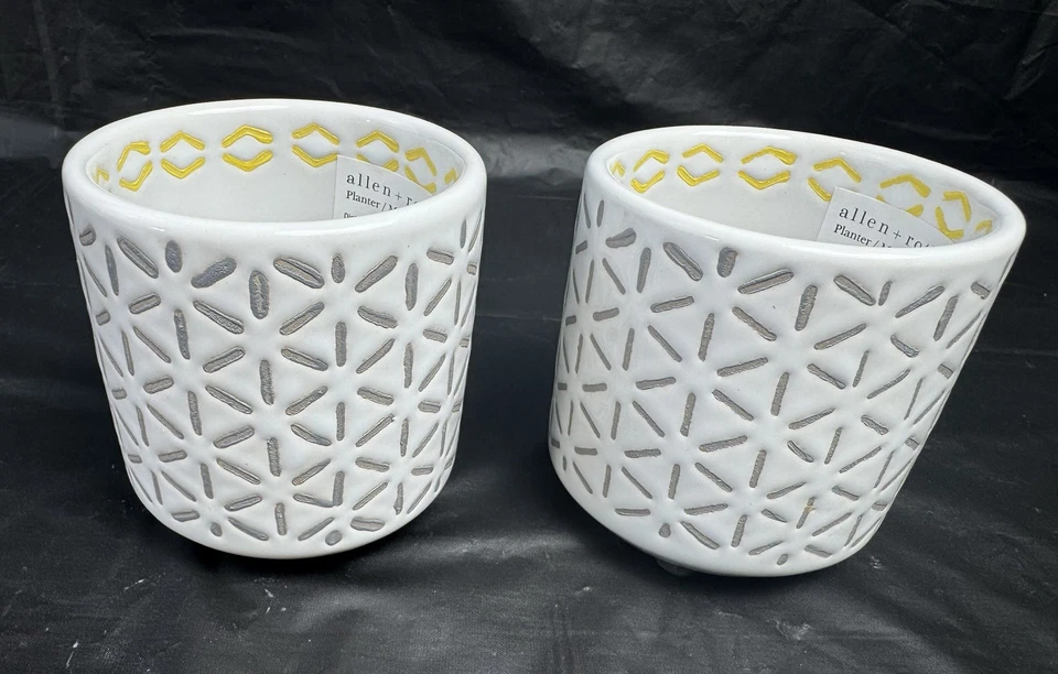 Набор из 2 Allen + Roth 3,03 «W x 3,03» H серый керамический комнатный горшок суккулент горшки - Изображение 3 из 4