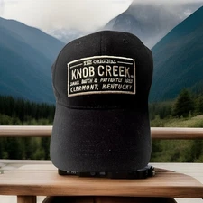 Hat Cap The Original Knob Creek Small Batch Patch on Black Strap w Metal Buckle
