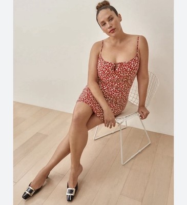 Reformation Abbott Red Floral Spaghetti Strap Mini Dress size 2