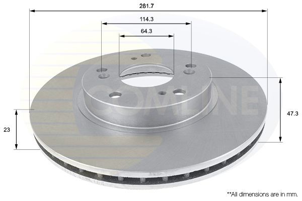 Brake Disc Front Fits Honda Civic CR-V FR-V Stepwgn Stream COMLINE ADC0544V