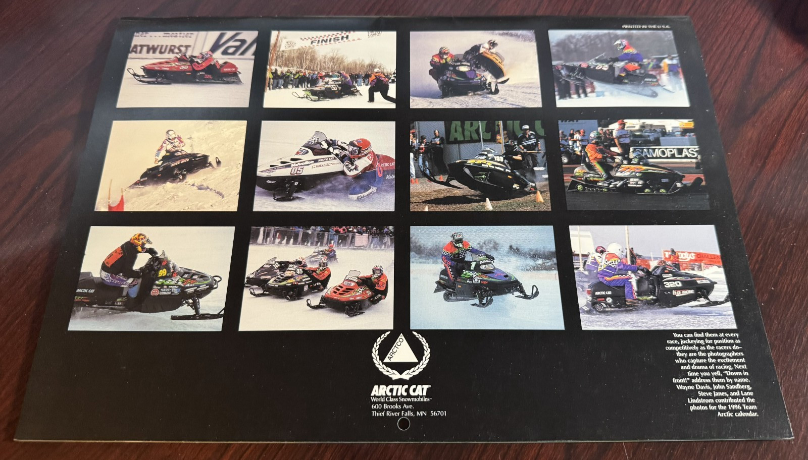 1996 ARCTIC CAT SNOWMOBILE RACING CALENDER BRAND NEW STUGEON, HIBBERT & MORE