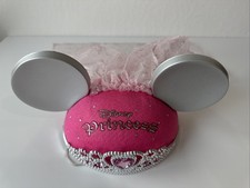 Used Pink Disney Princess Mickey Ears with Tiara  Veil Hat Disneyland