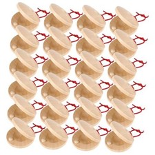 Fuyamp 24 Pcs Castanets Wooden Musical Instrument Finger Castanets Baby