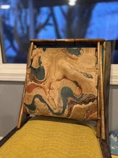 MCM Retro Wood Folding Frame Sewing Basket Yarn Caddy Holder Knitting Fall Flaw