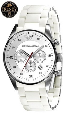 EMPORIO ARMANI HERREN UHR AR5859 WEISSES ZIFFERBLATT & WEISSES SILIKONARMBAND