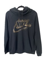 Nike AQ7107 010 Black Funnel Neck Women's Size M Pullover Hoodie Sweatshirt