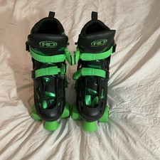 Roller Derby Quick Fit Skates Child Size 3-6 Black Green