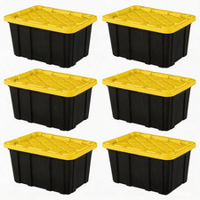 6-Pack 27 Gallon Large Plastic Storage Totes with Snap-On Lids, Durable Stackabl