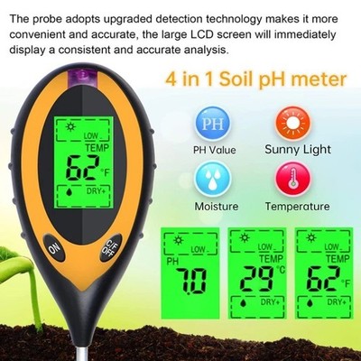 4 in 1 PH Tester Soil Water Moisture Light Test Meter for Garden Plant Seeding