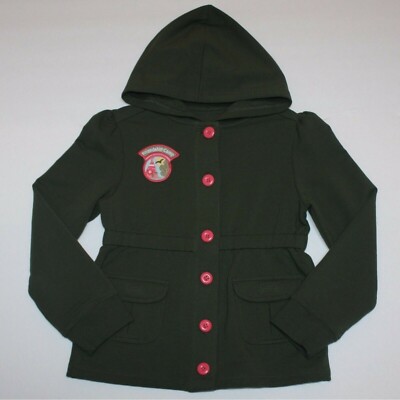 Gymboree Friendship Camp Girl's Forest Green Fleece Hoodie Top in size 5-6 NWOT