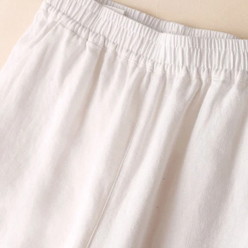 Summer Women Drawstring Waist Wide Leg Loose Cotton Linen Solid Pants Asian - Picture 13 of 24