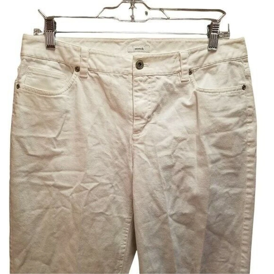 Pantalones capri lisos blancos talla 10 de Liz & Co. para mujer Foto 2 de 4