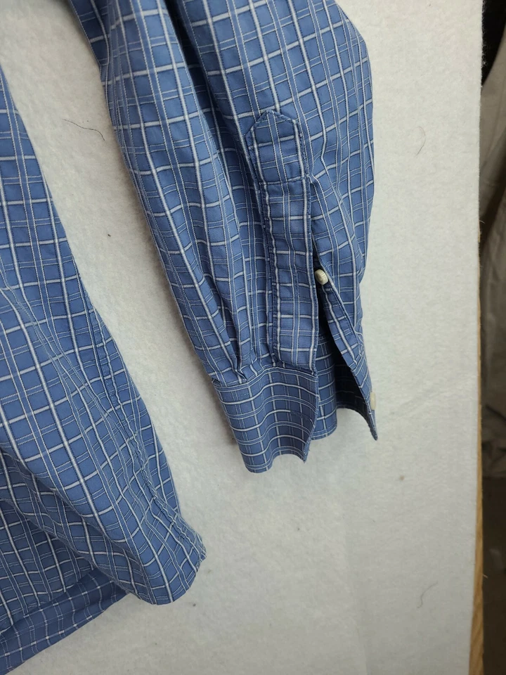 Camisa Greg Norman Azul A Cuadros Manga Larga Con Botones Para Hombre 2XB Foto 4 de 4