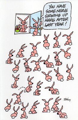 Funny HAPPY EASTER Card, Plenty Rabbits Cartoon by Popular Greetings +Envelope