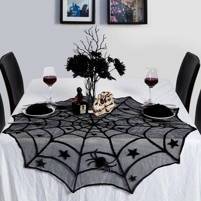 Halloween Decoration Tablecloth Black Lace Spider Webtable Cover