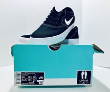 Nike SB Charge Low Canvas Skate Shoe Men 13 / Wmn 14.5 Black w/ White Stitching