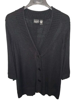 Bobbie Brooks Woman Black Knit V-Neck Button Down Cardigan Women's Size XL (18W)