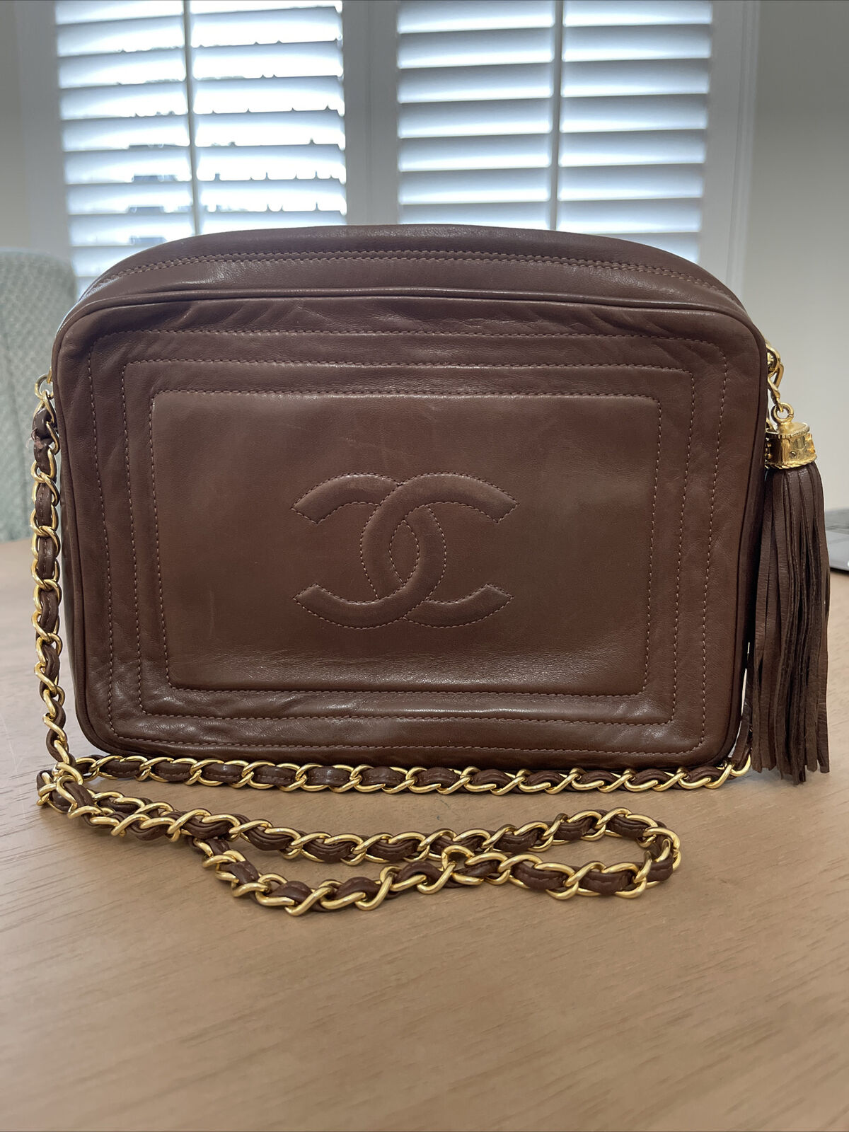 100% Authentic Vintage Chanel Brown Camera Bag
