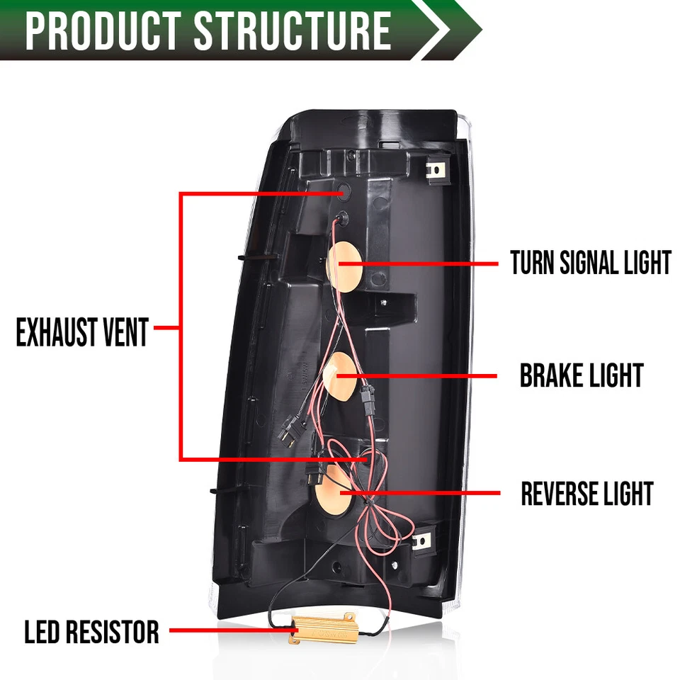Fit For 99-02 Chevy Silverado 1500/99-06 GMC Sierra LED Tube Tail Lights Red - Image 4 of 4