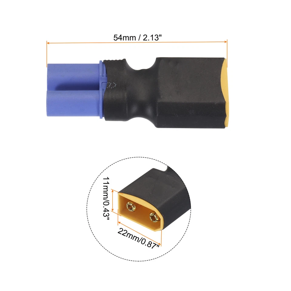 4pcs XT90 Male to EC5 Female Connector Adapter for RC/RC LiPo Battery Converter - Imagen 2 de 4