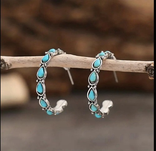 Fashion Silver Plated Hoop Earrings For Women | Lab-Created Stone Accents | Everyday Jewelry Pair