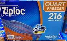Ziploc Easy-Open Tabs Freezer Quart Bags (216 ct.) Design For Easy Filling