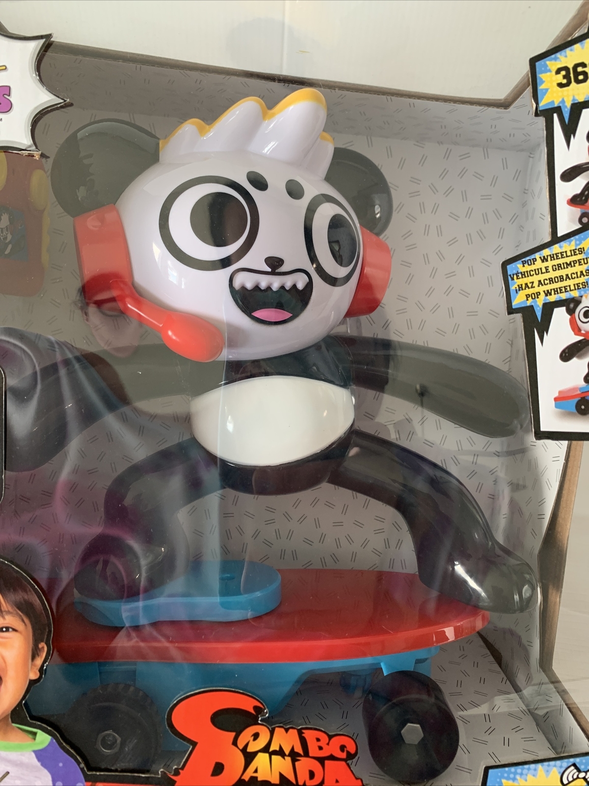 Ryan's World Combo Panda Stunt Skateboard Radio Control Pop Wheelies Climbs NEW 