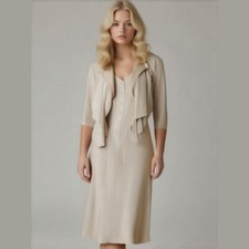 Vintage Wild Rose Medium Cream Dress Satin Jacket Set Button Front 90's