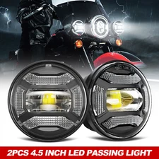 2x 4.5'' LED Halo Fog Passing Lights For Harley Heritage Softail Classic 94-2017