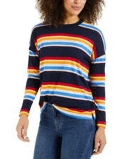 MSRP $50 Style & Co Multi-Stripe Top Navy Size Small