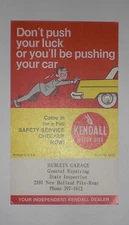 Kendall Motor Oils Hubley's Garage Lancaster, PA advertisement unused gas & oil