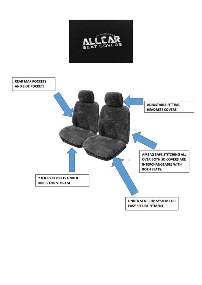 Premium Aussie Sheepskin(Lambswool) Merino Royale Car Seat Covers 30mm, 5 colour - image 2 of 4