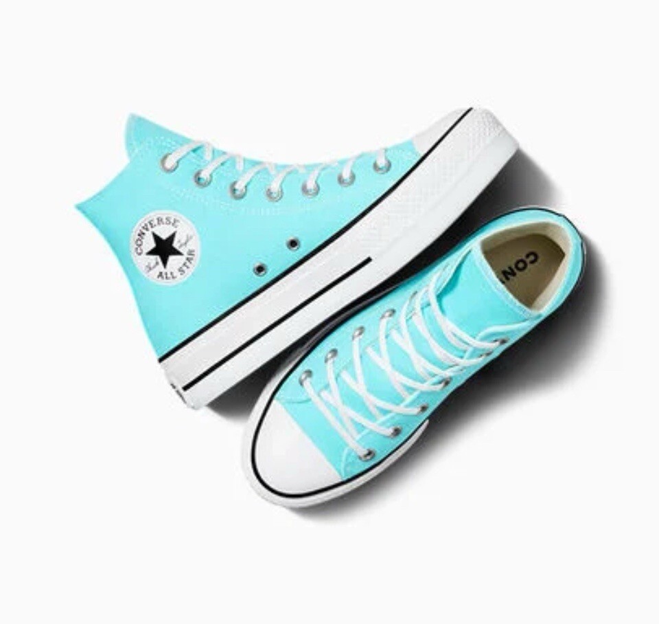 Converse Chuck Taylor All Star Lift Hi Platform Shoes Cyan Blue