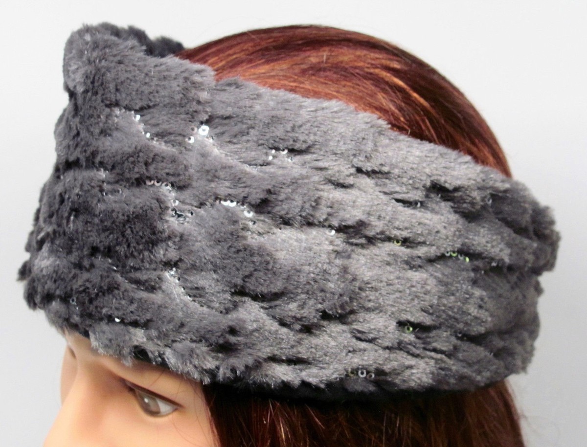 Gray Faux Fur Headband ear muffs Faux fur ear muffs – Terranova main image 4