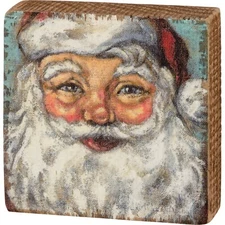 Merry Santa Primitives by Kathy Wood Block Sign 3 in x 3 in