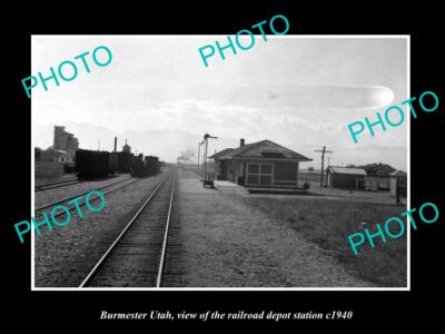 OLD POSTCARD SIZE PHOTO OF BURMESTER UTAH THE RAILROAD DEPOT STATION c1940