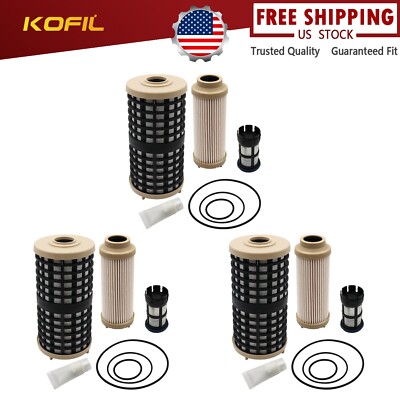3 PCS Fuel Filter with Water Separator Kit For Detroit 12.8L DD15 14.8L PF9924