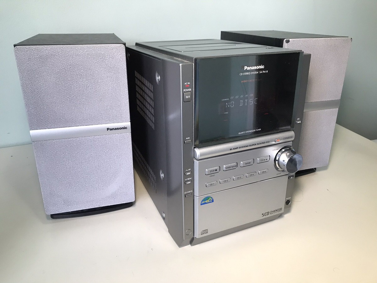 Panasonic SA-PM18 Bookshelf Stereo 5-Disc CD Player Aux Radio AM