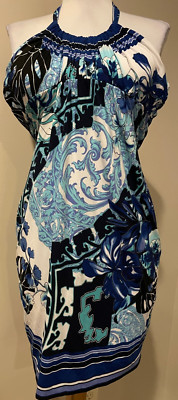 CACHE Womens Sexy Blue Black & White Dress - Sz 6 Measures 2
