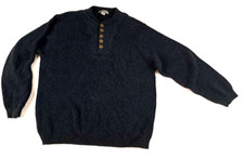 Eddie Bauer Half Button Knit Dark Navy Sweater XL USA made