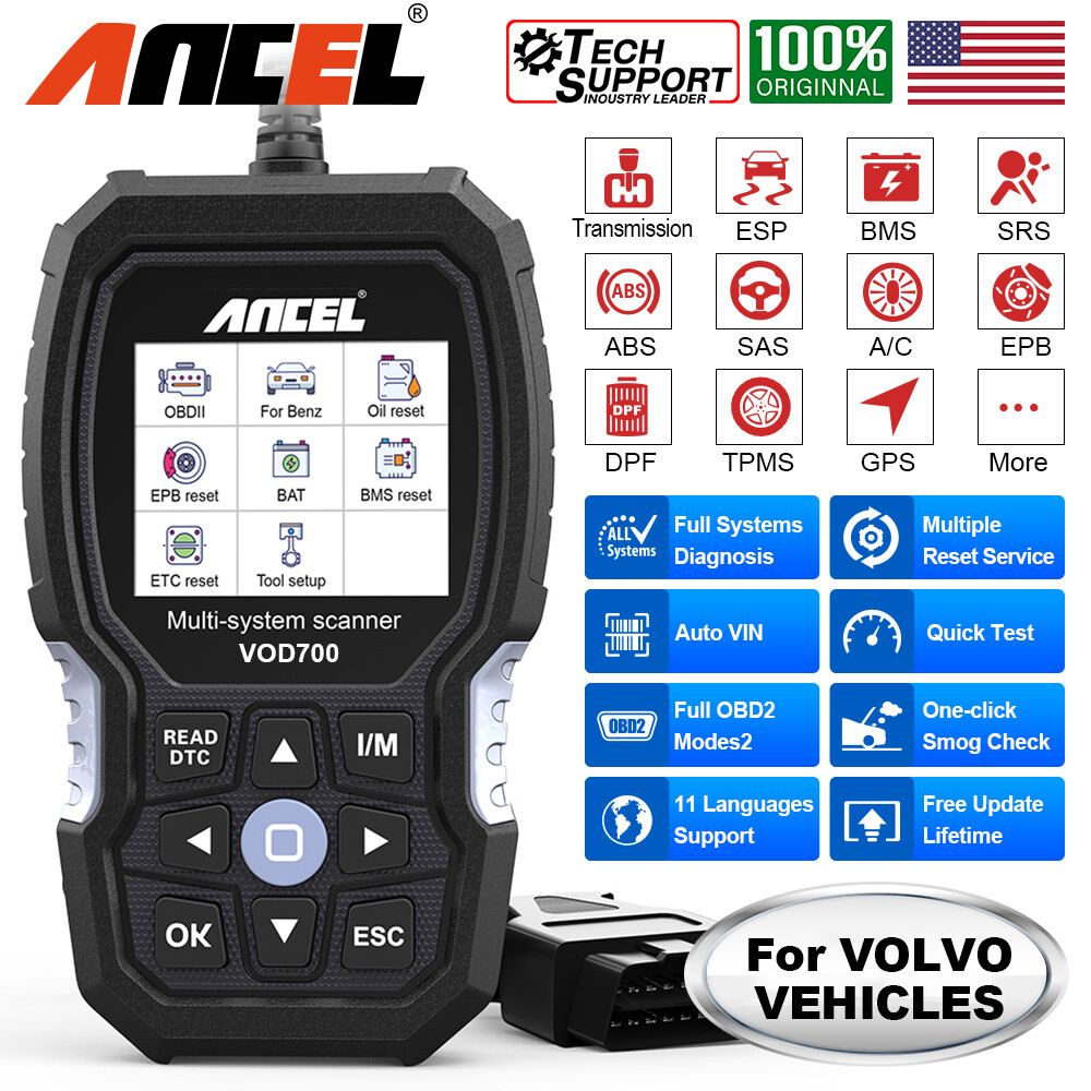 ANCEL VOD700 All System OBD2 Scanner Fits for Volvo Car Code