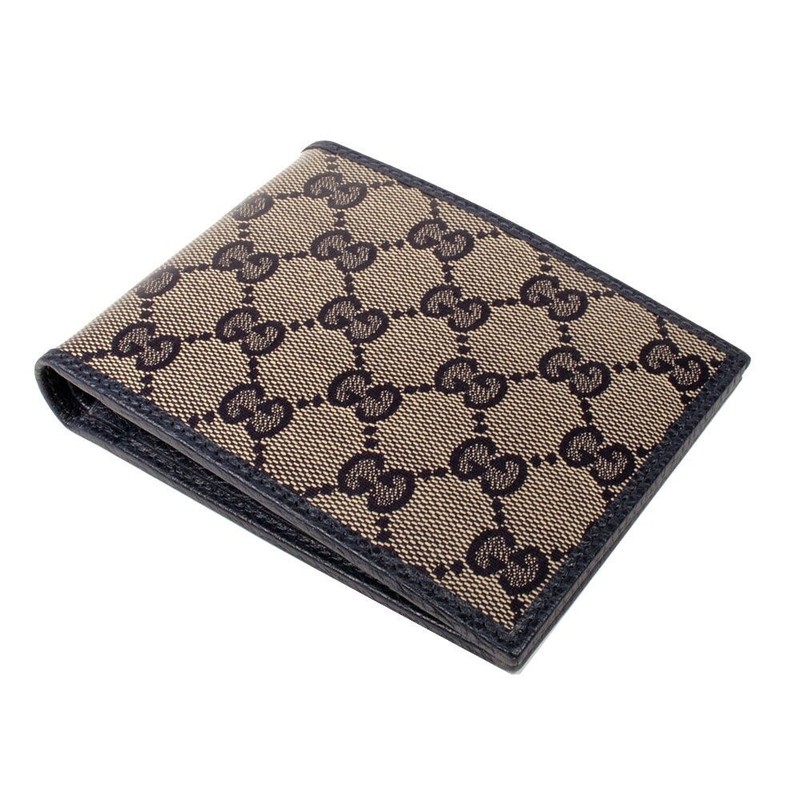 100% AUTHENTIC NEW VINTAGE GUCCI GG SUPREME BLUE/BEIGE MONOGRAM BI FOLD WALLET