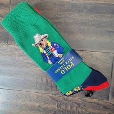Ralph Lauren Mens Polo Bear Sun Valley Cowboy Bear Dress 2 Pair Socks Size 10-13