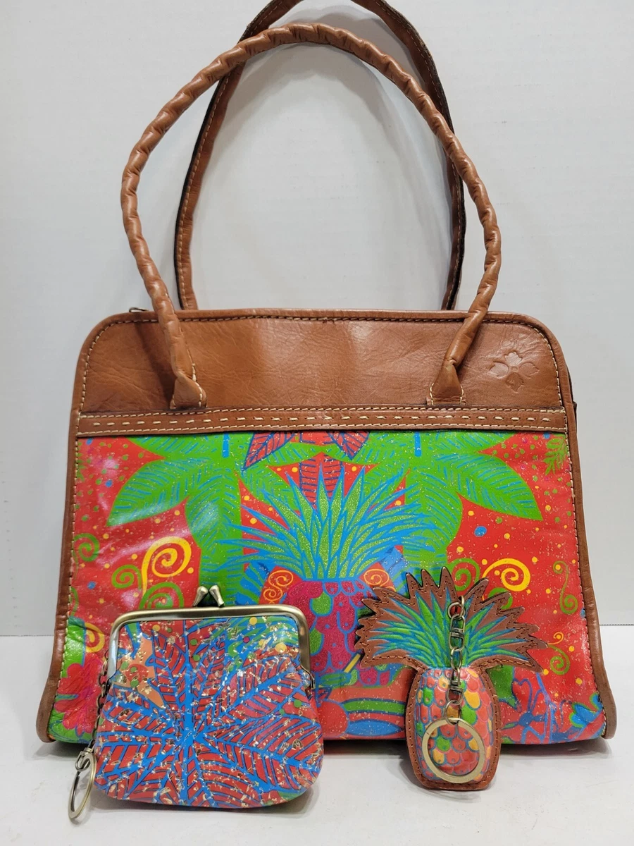 PATRICIA NASH TROPICANA SUMMER FESTIVAL Leather Pineapple Bag Purse W Extras