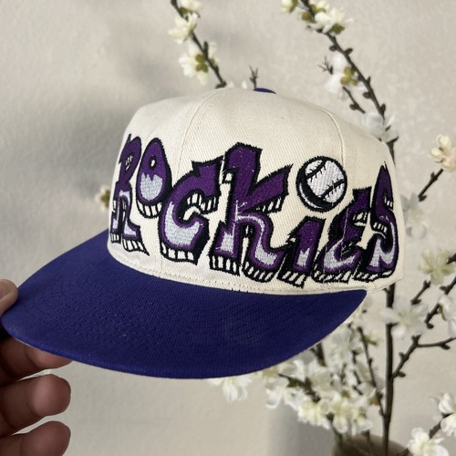 Full Graffiti Colorado Rockies Custom Snapback Hat Cap Two Tone Cream Dome - Picture 3 of 12