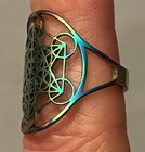 METATRON RING - Thin Cutout Pattern - Rainbow Stainless Steel - ADJUSTABLE ~7.5 — photo 6