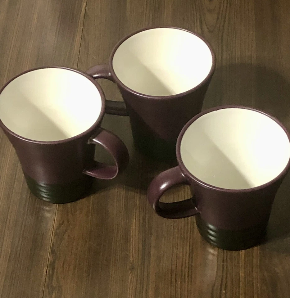 3 tazas de café cónicas mate ciruela púrpura negro tándem Pfaltzgraff 14 oz Foto 3 de 4