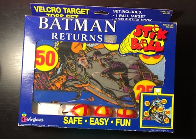 1992 BATMAN RETURNS COLORFORMS Stik Ball Target Toss Set Catwoman Penguin Unused