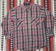 Vtg Dakota Plaid Flannel Shirt Adult Sz LT L Tall Button Front Shirt Long Sleeve