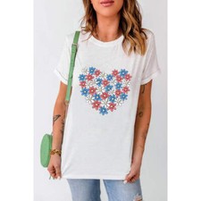Flower Graphic Round Neck Short Sleeve T-Shirt